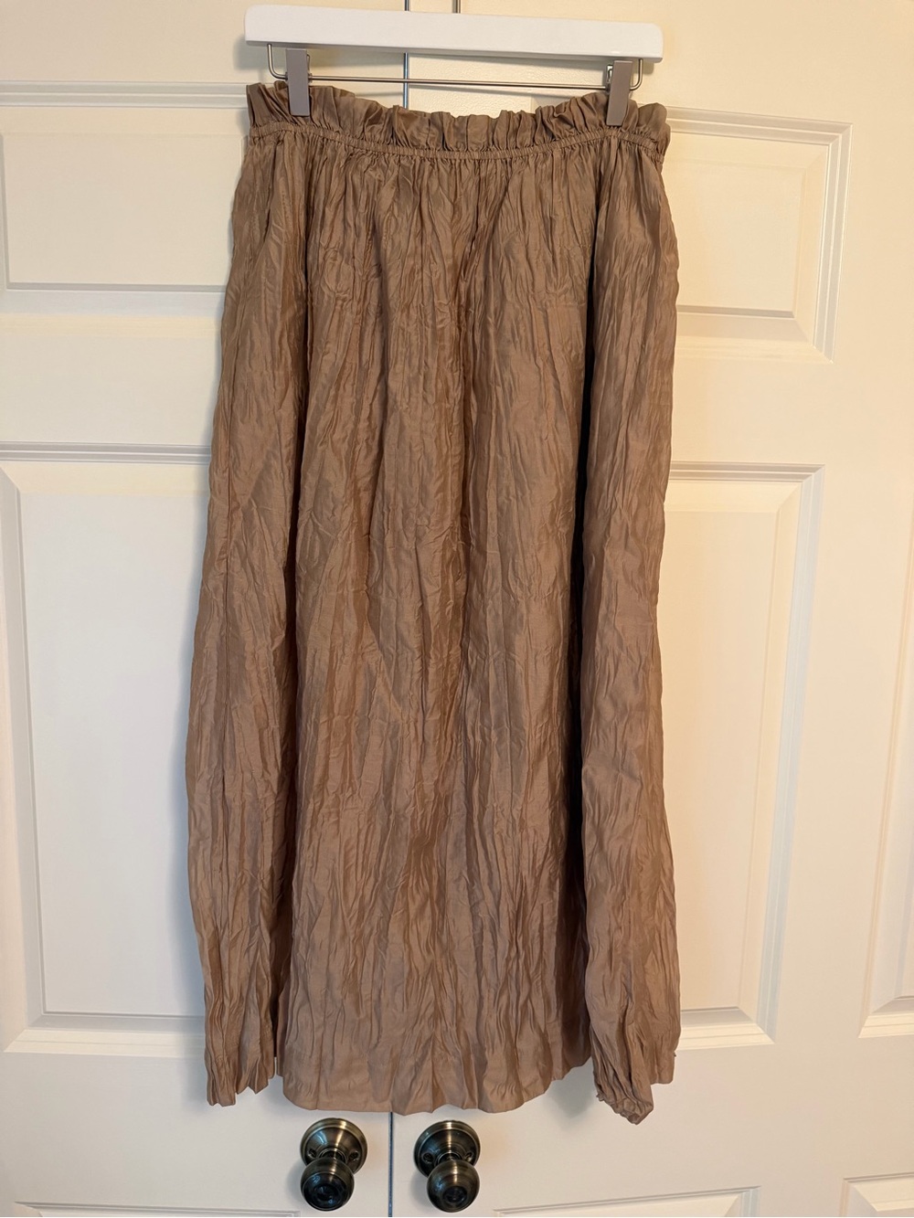 J. Crew Taupe Crinkled Maxi Skirt